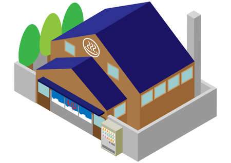 Isometric public bath buildingのイラスト素材