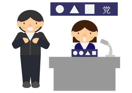 a person who speaks sign language with a person who speaks on a political broadcastのイラスト素材