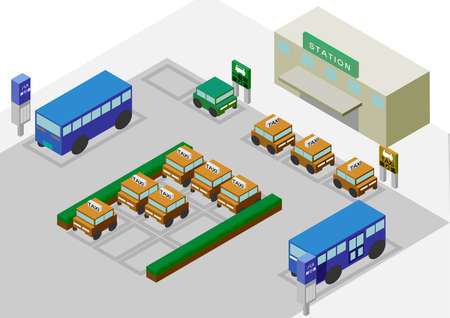 Isometric station roundaboutsのイラスト素材