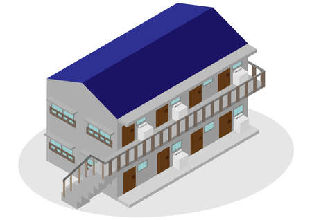 Old apartment with washing machine in isometric aisleのイラスト素材