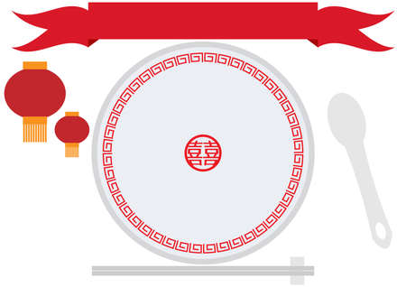 Illustration of the frame like the  mark of the China Fairのイラスト素材