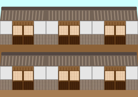Streetscape of tenement housesのイラスト素材