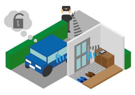 Relay attack in isometric single-family homesのイラスト素材