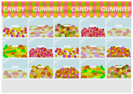 Image illustration of a showcase selling sweets by weightのイラスト素材