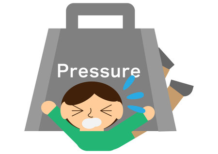 Image illustration of a person who is about to be crushed by the weight of pressureのイラスト素材