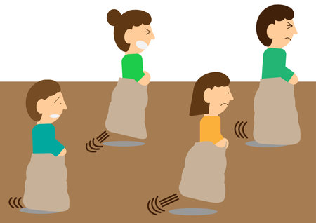 Illustration of a race in a bag and competing for speedのイラスト素材