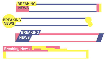 Breaking news caption-based illustration set (transparent background)