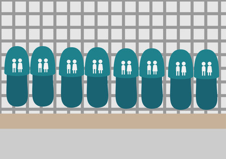 Illustration of aligned toilet slippersのイラスト素材