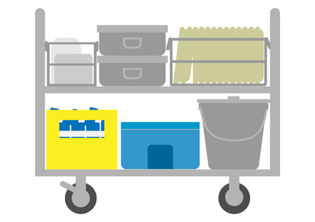 Illustration of a wagon with school lunch on itのイラスト素材