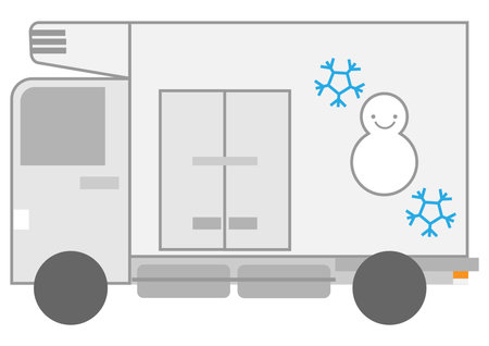 Freezer car with illustration of snowflake and snowmanのイラスト素材