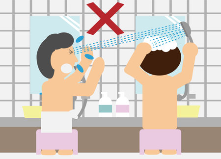 Illustration of the image of the shower being put on the person next to youのイラスト素材