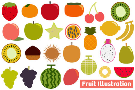 Simple fruit illustration setのイラスト素材