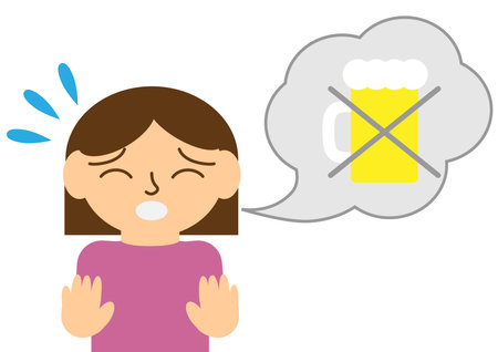 Illustration of a woman refusing alcoholのイラスト素材