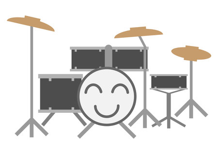 Cute drum set character illustrationのイラスト素材