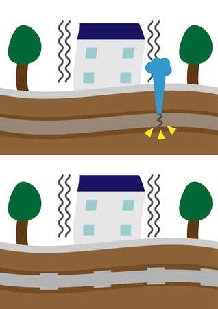 Image material for earthquake-resistant and non-earthquake-resistant water pipesのイラスト素材