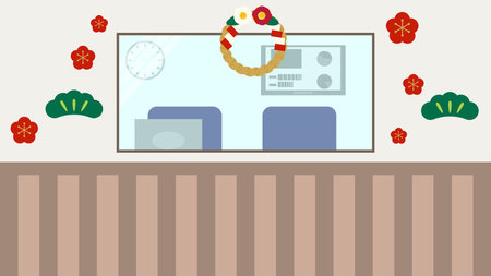 Illustration of the background of a radio booth for New Year's specificationsのイラスト素材