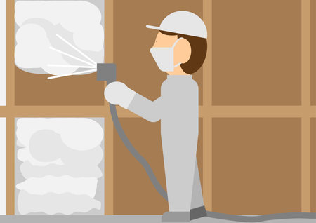 Image material of a person working on spraying insulationのイラスト素材