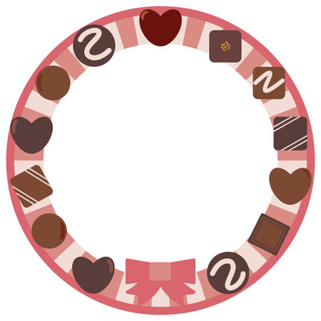 Valentine's Day Chocolate Illustration Circular Frame Materialのイラスト素材