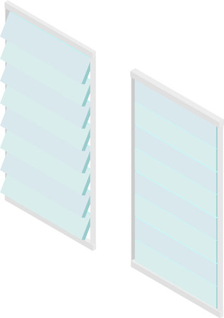 Image material set for isometric louvered windowsのイラスト素材