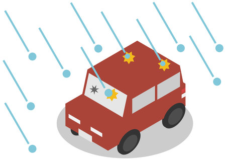 Image of a car damaged by isometric hailのイラスト素材