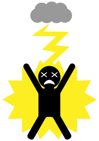 Image icon of a person who has been struck by lightningのイラスト素材