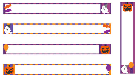 A set of Halloween illustrations with subtitles (transparent background)のイラスト素材