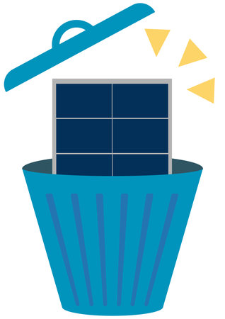 Image of used solar panels in a trash canのイラスト素材