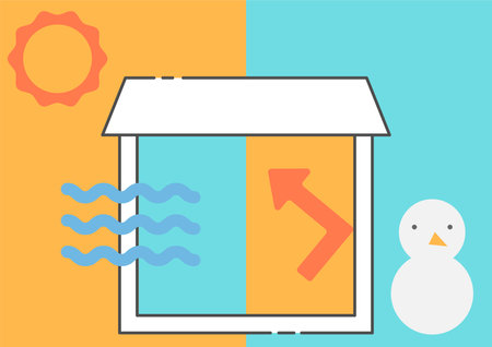 Summer and winter images of a house with simple insulationのイラスト素材