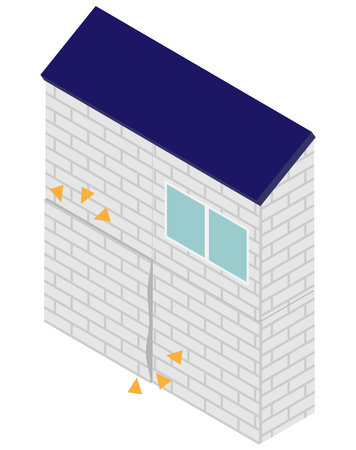 Isometric image of a house with warped or floating exterior wallsのイラスト素材