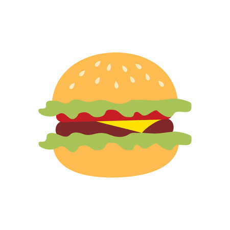 Icon hamburger, painted in flat style on a white backgroundのイラスト素材