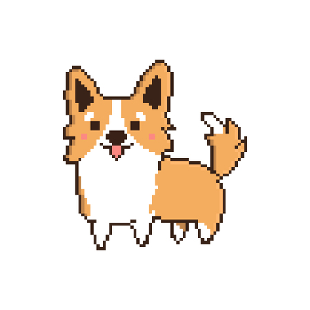 8 bit dog breed welsh corgi. It can be used for sticker, patch, phone case, poster, t-shirt, mug and other design.のイラスト素材
