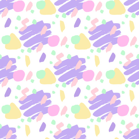 Cute abstract pattern of simple hand-drawn elements brush strokes.  It can be used for packaging, wrapping paper, textile and etc. In gentle tones on a white backgroundのイラスト素材