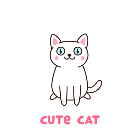 Cute cat on a white background. It can be used for sticker, patch, phone case, poster, t-shirt, mug and other design.のイラスト素材