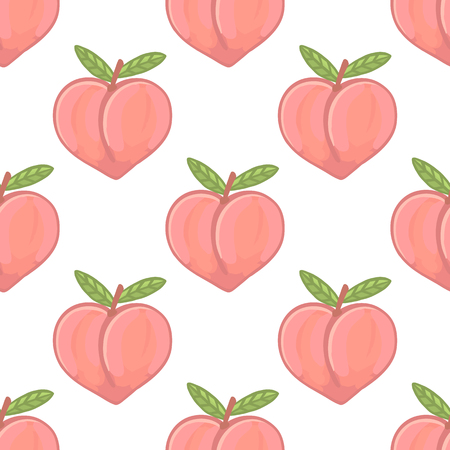 Cute pattern with peach on a white background. It can be used for packaging, wrapping paper, textile etc.のイラスト素材