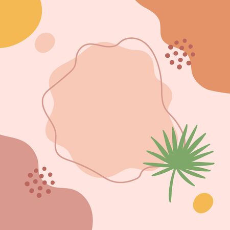 Background with palm leaf in Scandinavian style. Beautiful print for home decor, poster, card etc. Modern vector illustration.のイラスト素材