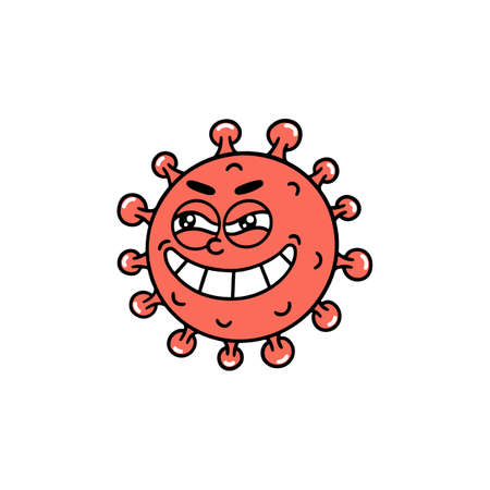 Character Virus isolated on white background. No Infection and Stop virus Concepts. Vector illustration in cartoon style.のイラスト素材