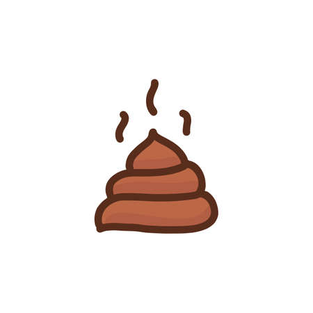 Piece of turd icon in cartoon style. Brown poop is smelly. Vector illustration isolated on white background.のイラスト素材