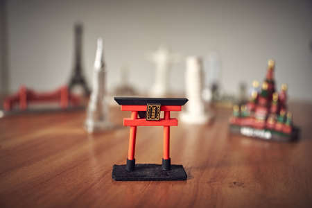 Travel concept background. Souvenirs iconic monuments. Japan.の写真素材