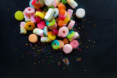Candies on black backgroundの写真素材