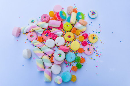 gummies and candies on white background