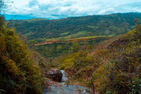 COLOMBIAN MOUNTAINS LANDSCAPE WITH INTENSE BLUE SKYの写真素材