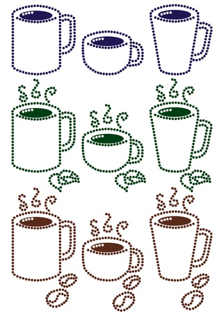 Cups and glasses with coffee and tea のイラスト素材