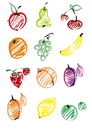 Set of fruit and vegetables のイラスト素材