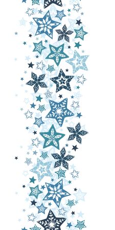 Beautiful Snowflakes vertical seamless pattern - hand drawn, great for Christmas or New Years themed fabrics, banners, wrapping paper, wallpaper or cards - vector surface designのイラスト素材