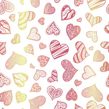 Handdrawn hearts seamless pattern, creative and fun hearts brackdrop - great for valentine's day, mother day or romantic fabrics, banner, wallpaper, wrapper - vector surface designのイラスト素材