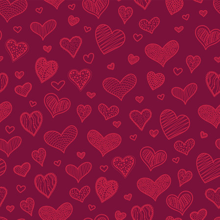 Handdrawn hearts seamless pattern, creative and fun hearts brackdrop - great for valentine's day,...