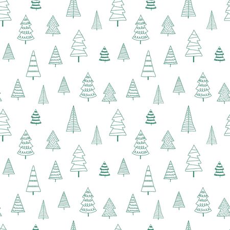 Beautiful and cute christmas trees seamless pattern, hand drawn and decorated trees - great for textiles, banners, wallpapers, cards - vector surface designのイラスト素材