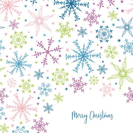 Beautiful and fun snowflake seamless pattern - hand drawn and colorful, great for invitations, banners, wallpapers - vector surface designのイラスト素材