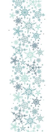 Beautiful Snowflakes vertical seamless pattern - hand drawn, great for Christmas or New Years themed fabrics, banners, wrapping paper, wallpaper or cards - vector surface designのイラスト素材