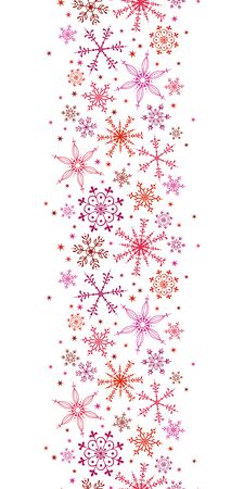 Beautiful snowflake vertical pattern - hand drawn in pink and red, great for invitations, banners, wallpapers - vector surface designのイラスト素材